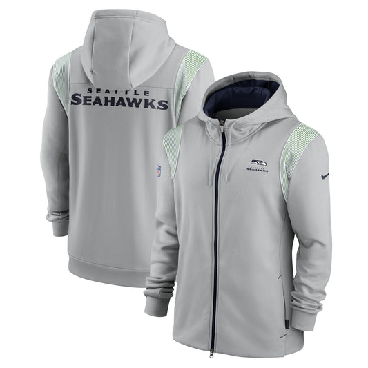 Men's Nike Gray Seattle Seahawks Performance Sideline Lockup Full-Zip Hoodie