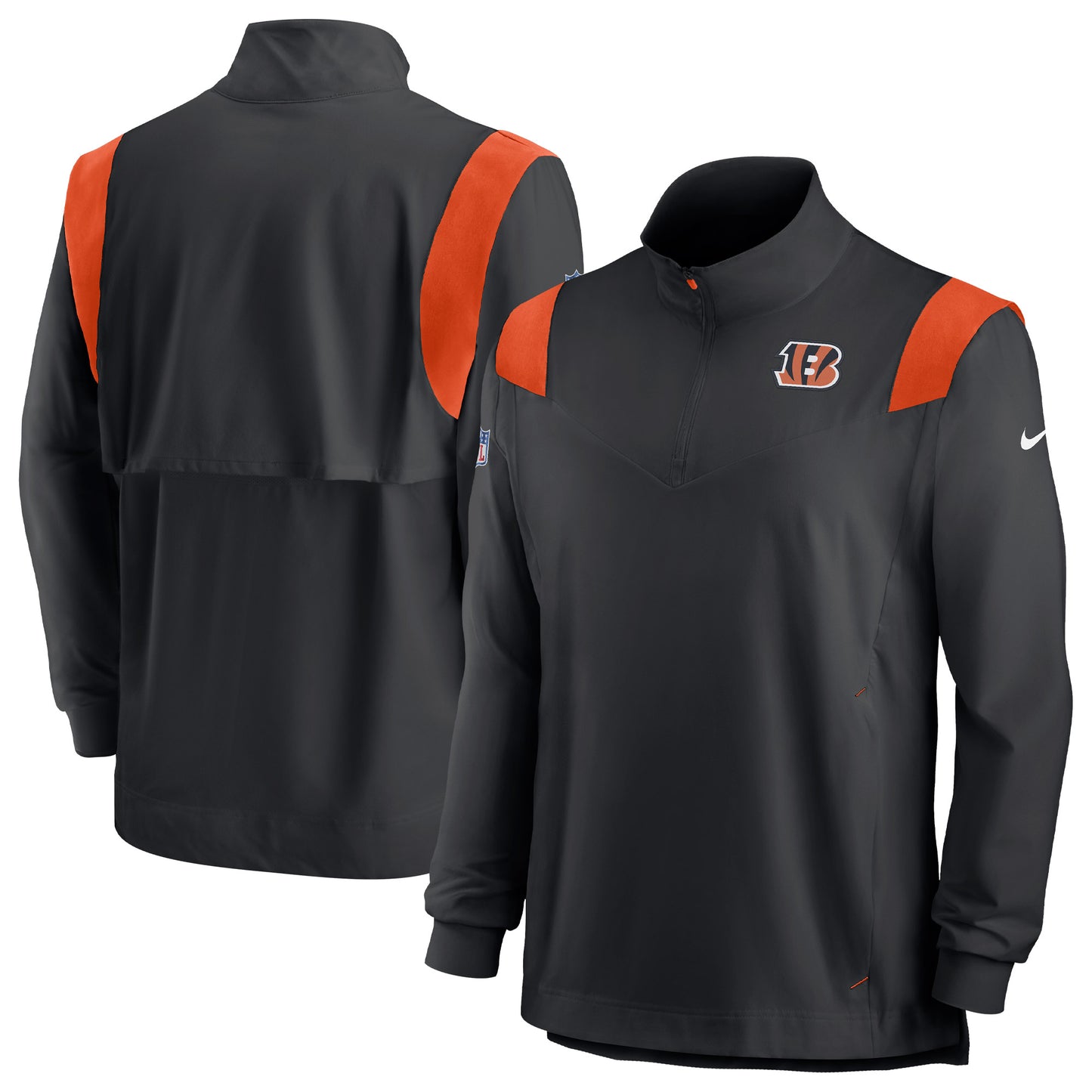 Men's Nike Black Cincinnati Bengals Sideline Coach Chevron Lockup Quarter-Zip Long Sleeve Top