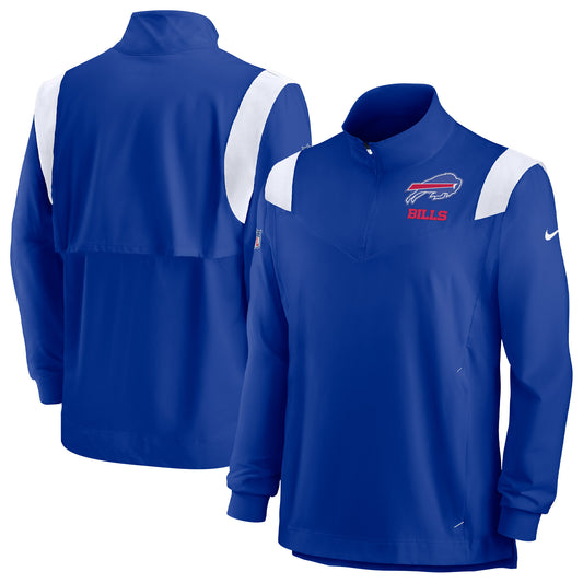 Men's Nike Royal Buffalo Bills Sideline Coach Chevron Lockup Quarter-Zip Long Sleeve Top