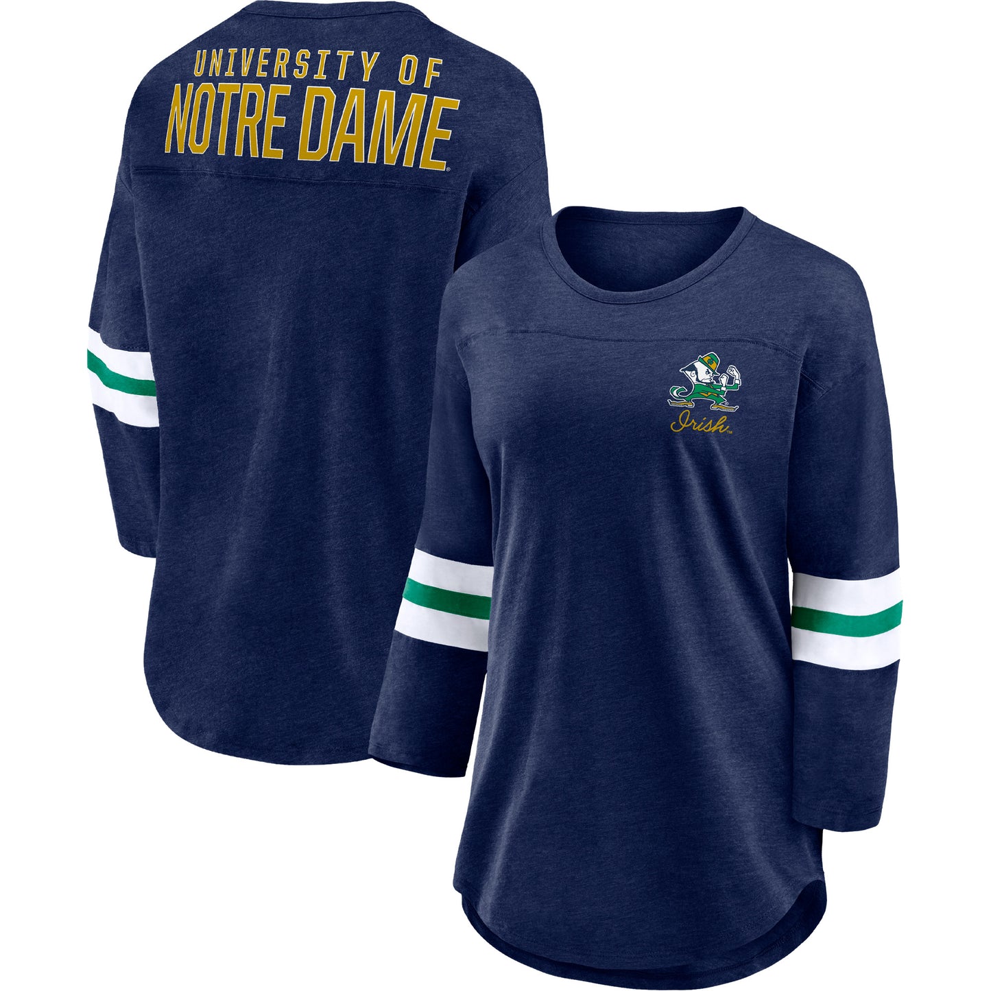 Women's Heathered Navy Notre Dame Fighting Irish Rally On Long Sleeve T-Shirt