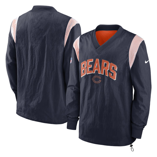 Men's Nike Navy Chicago Bears Sideline Athletic Stack V-Neck Pullover Windshirt Jacket