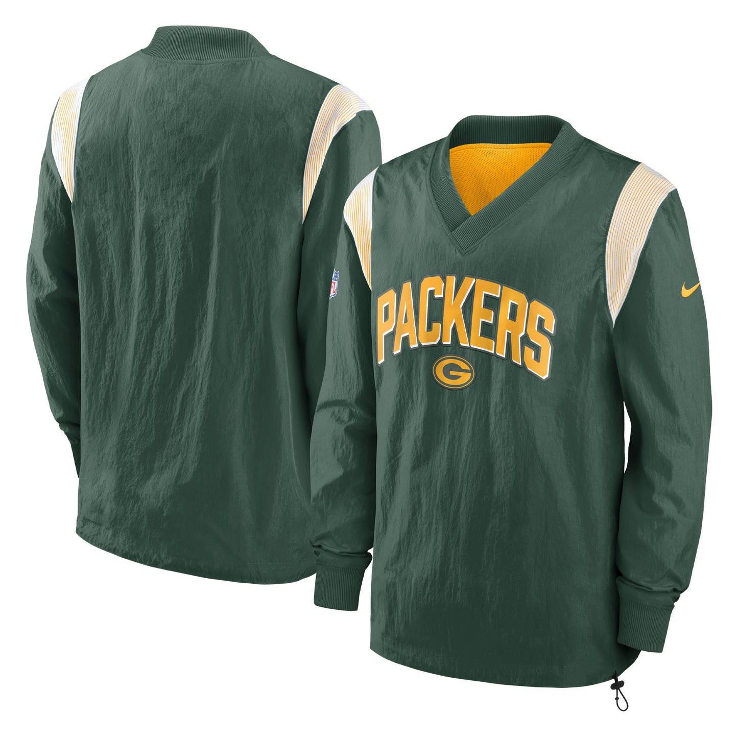 Men's Nike Green Green Bay Packers Sideline Athletic Stack V-Neck Pullover Windshirt Jacket