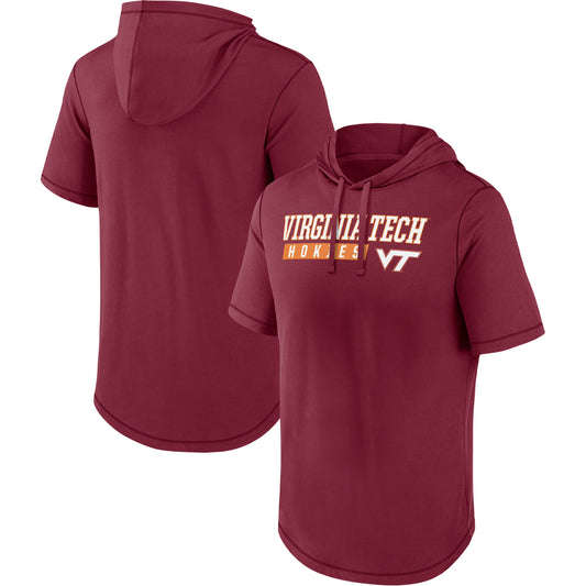 Men's Maroon Virginia Tech Hokies Long Shot Short Sleeve Pullover Hoodie