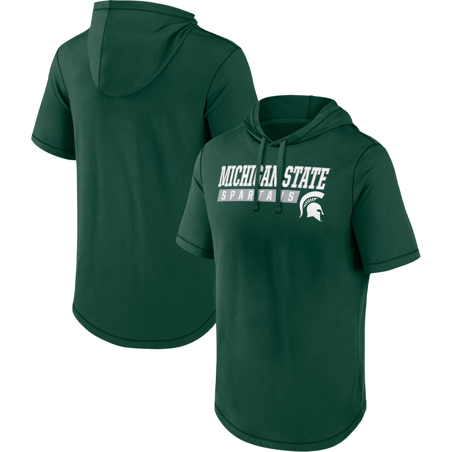 Men's Green Michigan State Spartans Long Shot Short Sleeve Pullover Hoodie
