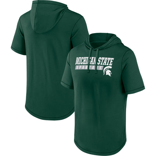Men's Green Michigan State Spartans Long Shot Short Sleeve Pullover Hoodie