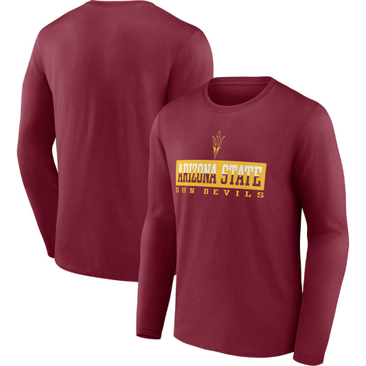 Men's Maroon Arizona State Sun Devils Split Tonal Long Sleeve T-Shirt