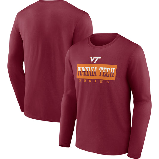 Men's Maroon Virginia Tech Hokies Split Tonal Long Sleeve T-Shirt