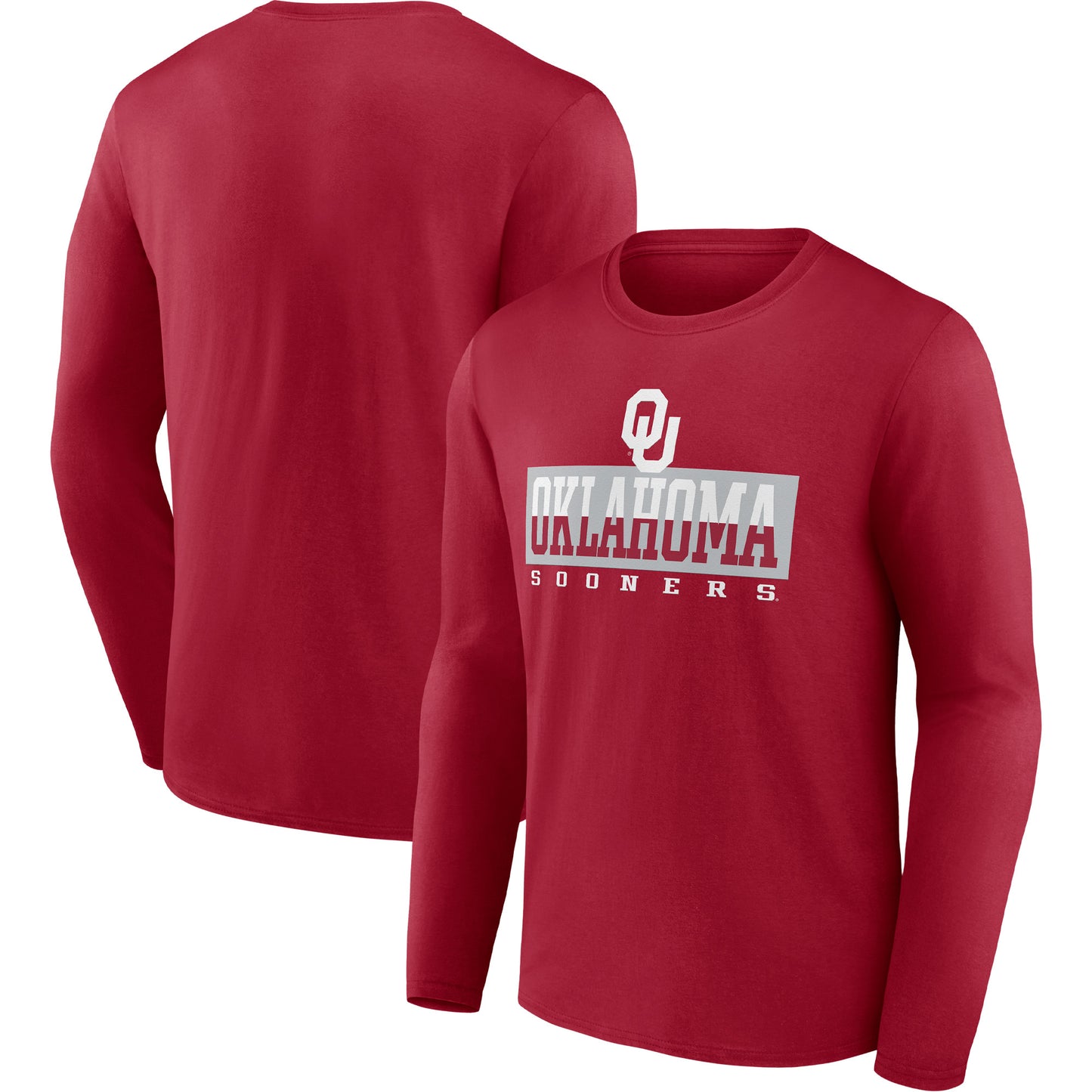 Men's Crimson Oklahoma Sooners Split Tonal Long Sleeve T-Shirt