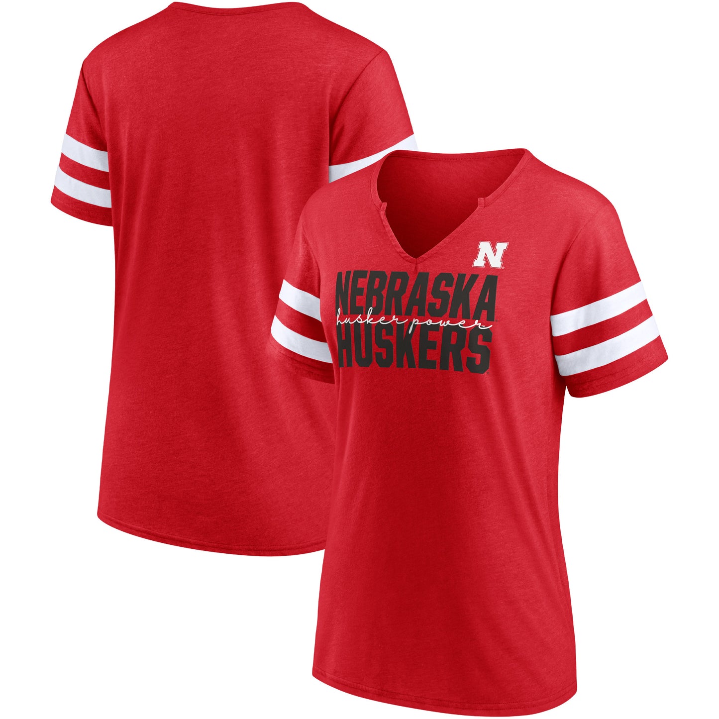 Women's Scarlet Nebraska Huskers Time Out Fashion V-Neck T-Shirt