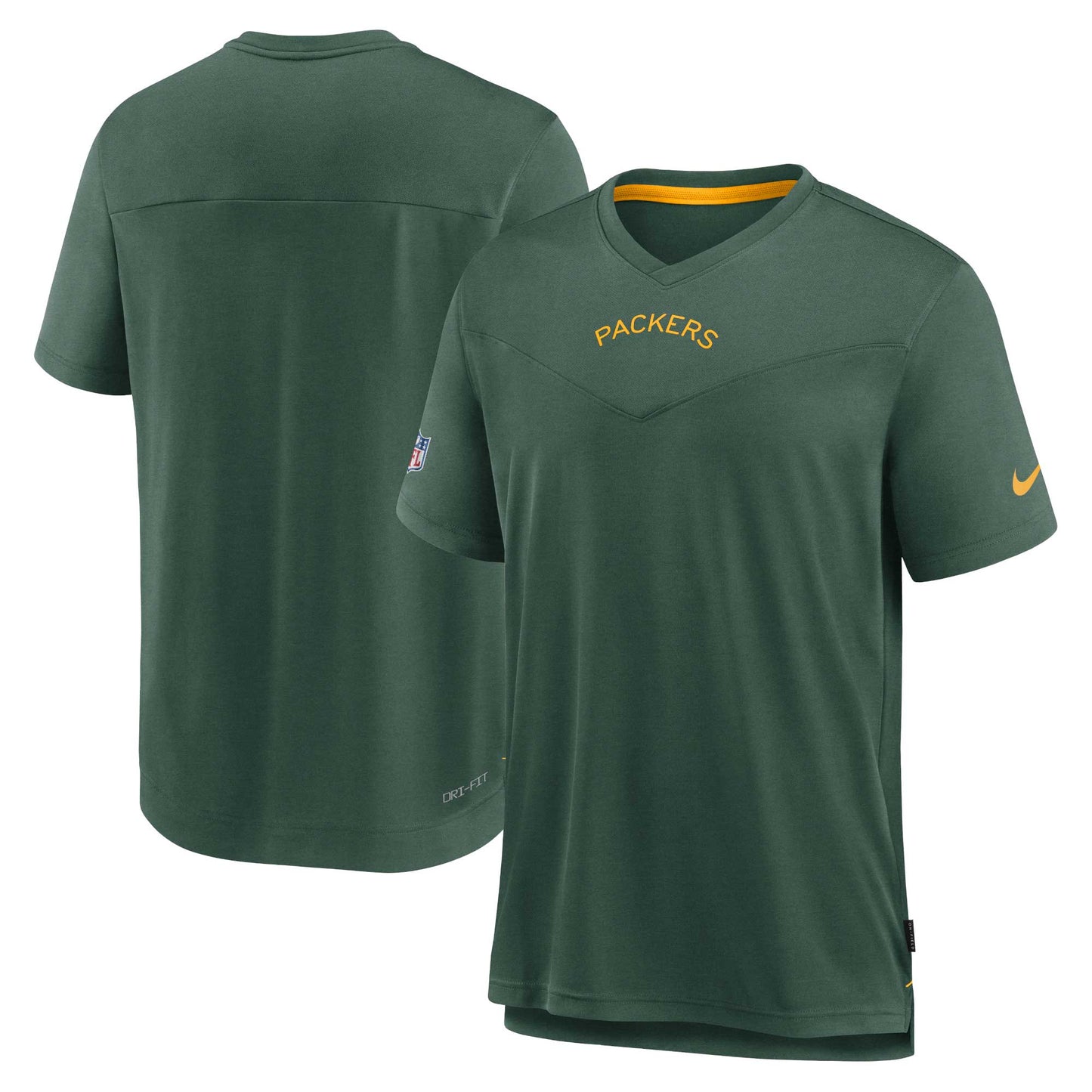 Men's Nike Green Green Bay Packers Sideline Coaches Vintage Chevron Performance V-Neck T-Shirt