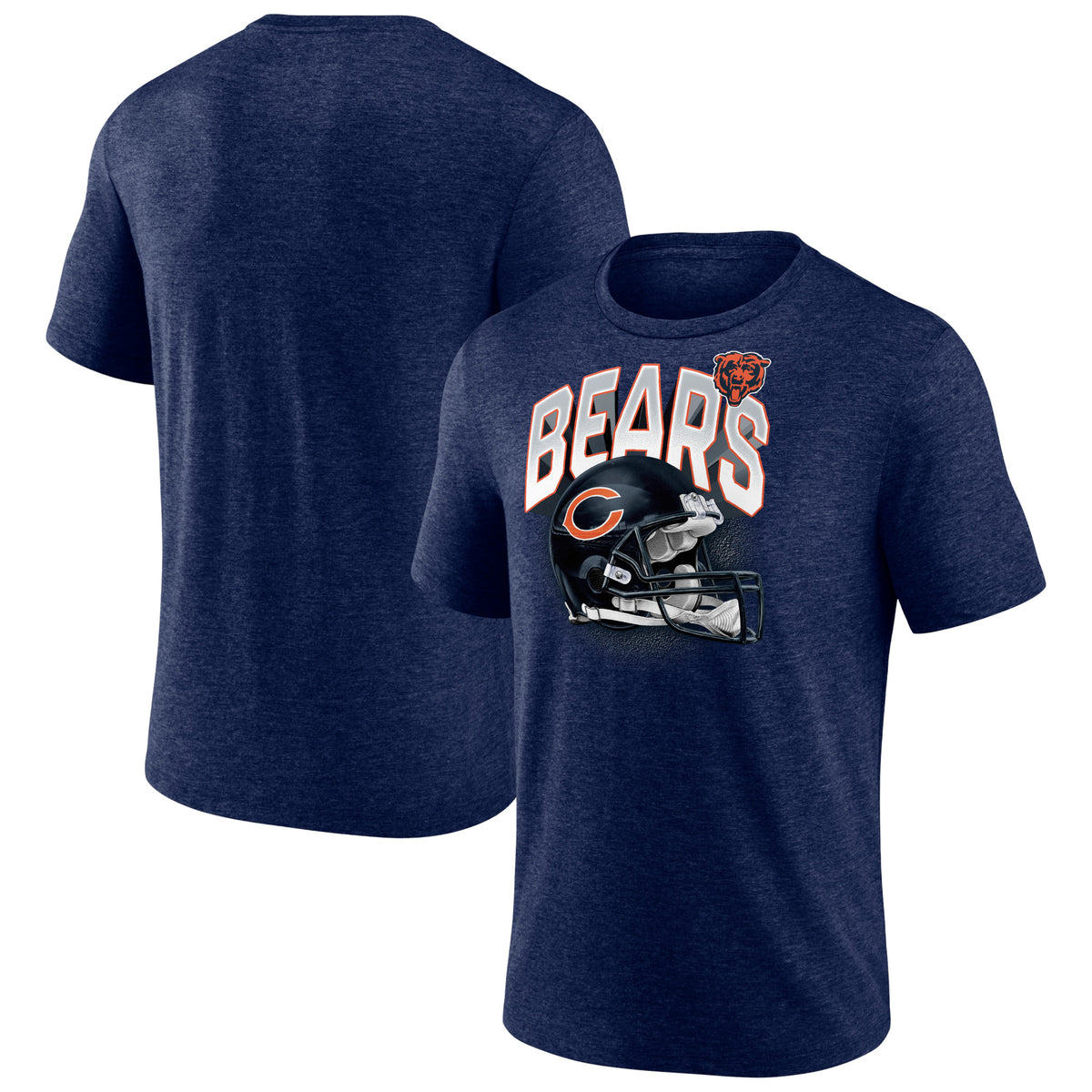 Men's Fanatics Heathered Navy Chicago Bears End Around Tri-Blend T-Shirt