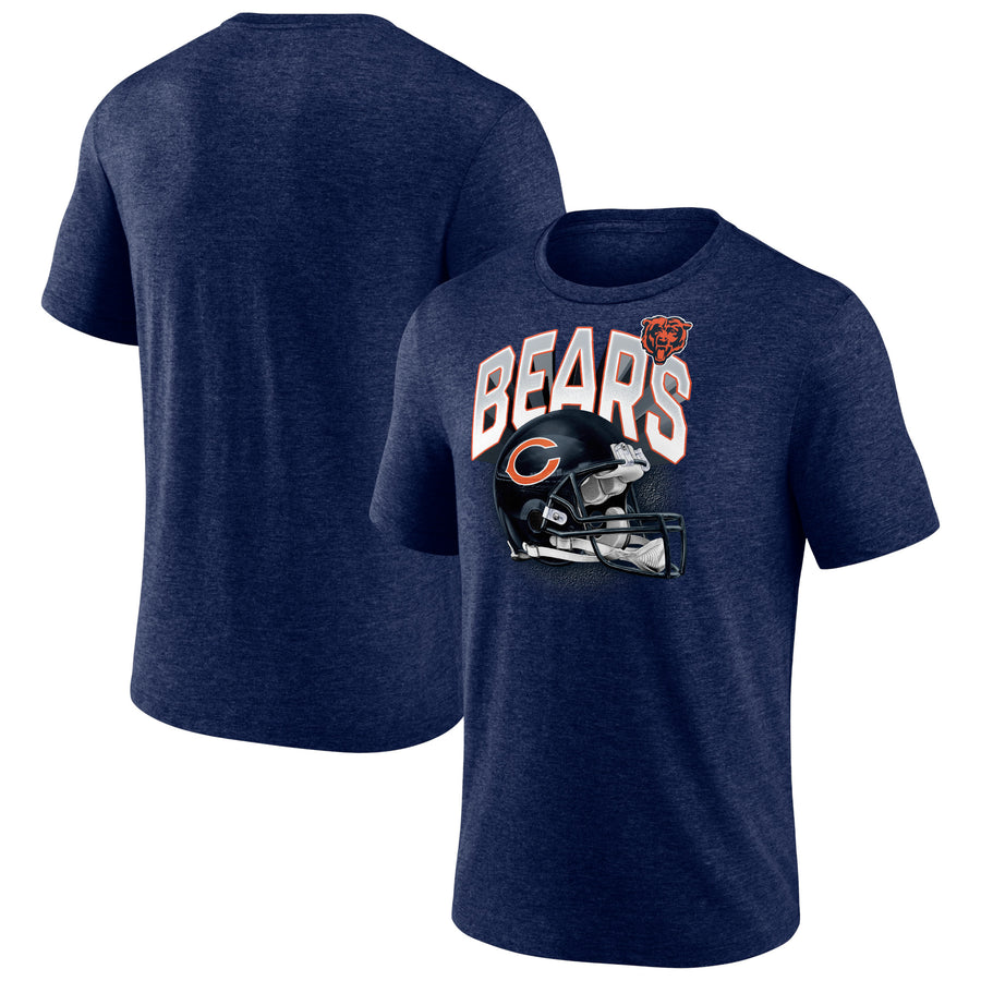 Men's Fanatics Heathered Navy Chicago Bears End Around Tri-Blend T-Shirt