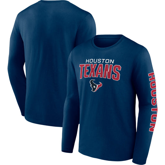 Men's Fanatics Navy Houston Texans Go the Distance Long Sleeve T-Shirt