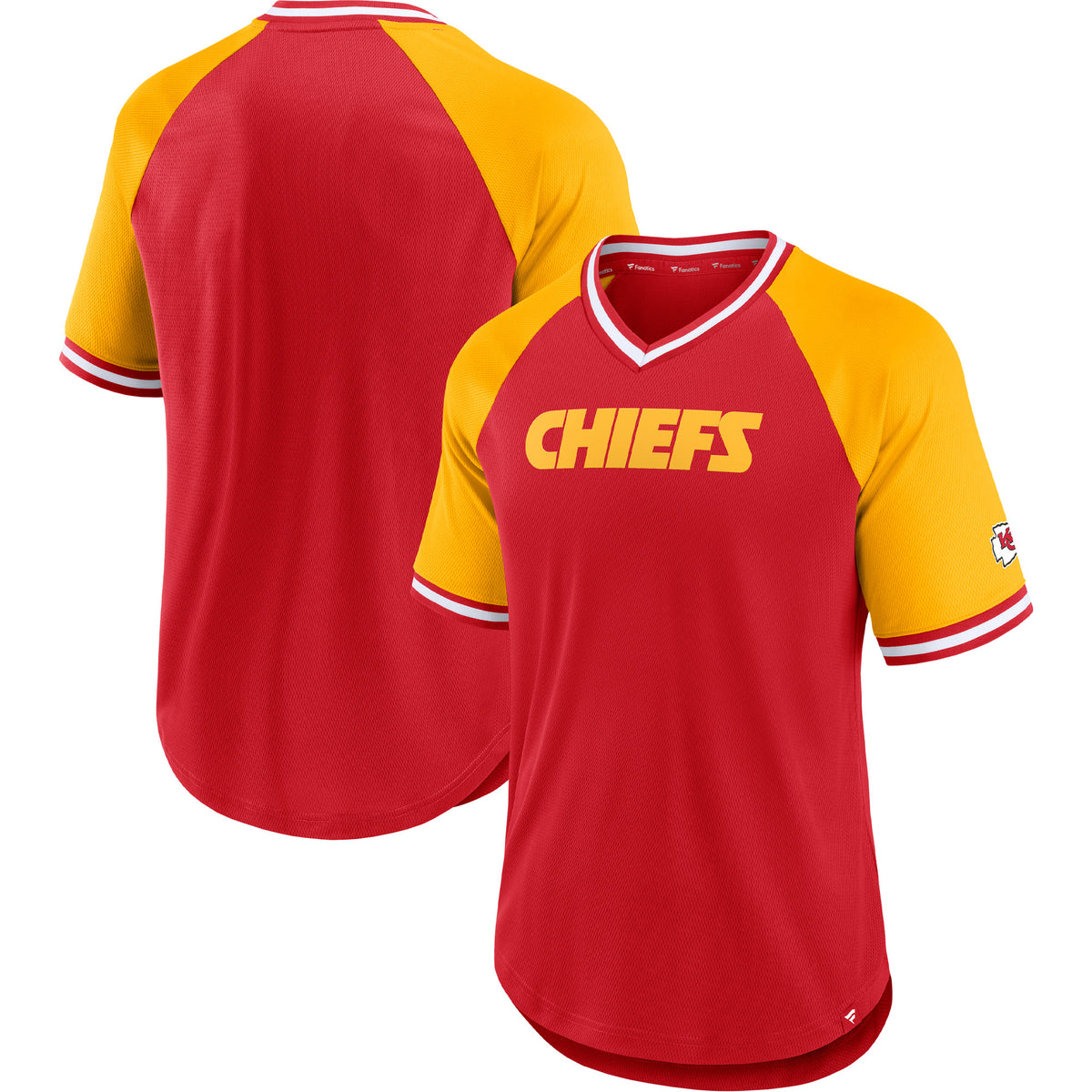 Men's Fanatics Red Kansas City Chiefs Second Wind Raglan V-Neck T-Shirt