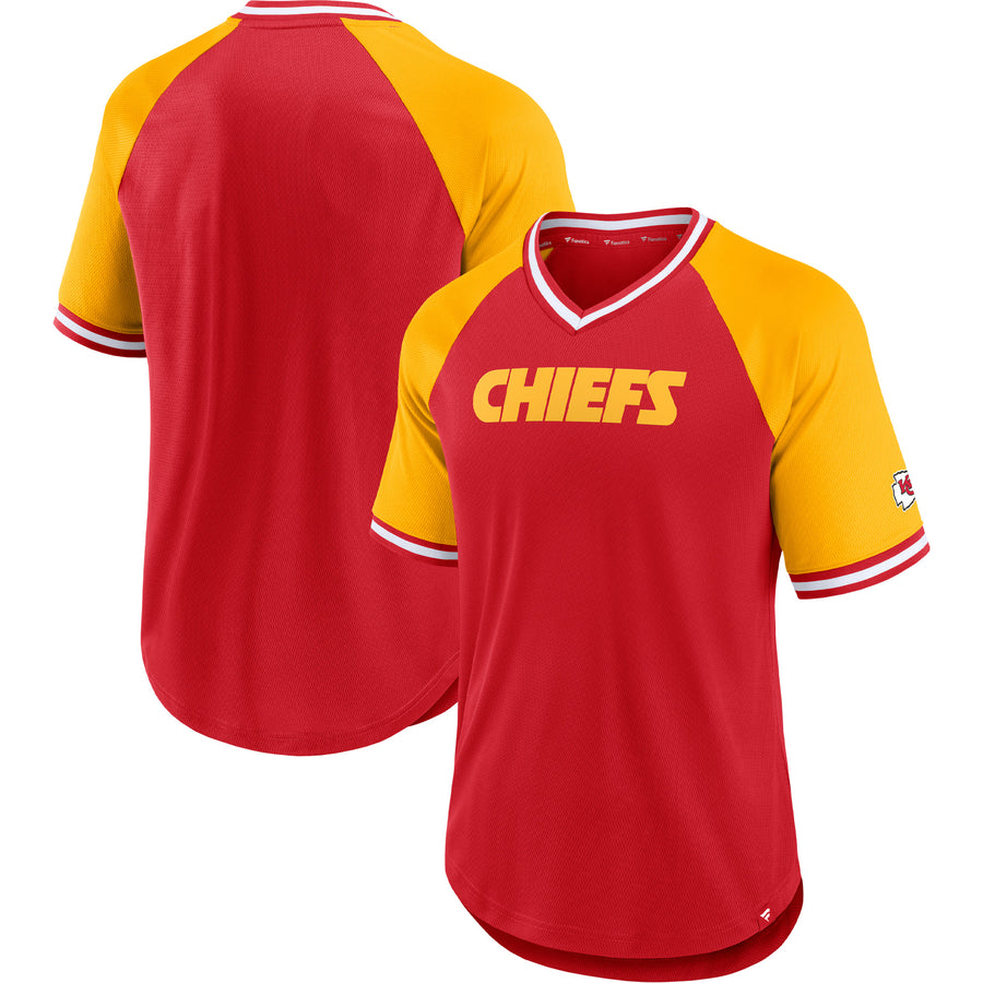 Men's Fanatics Red Kansas City Chiefs Second Wind Raglan V-Neck T-Shirt