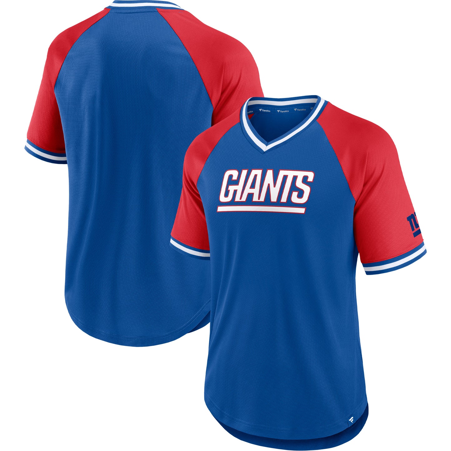 Men's Fanatics Royal/Red New York Giants Second Wind Raglan V-Neck T-Shirt