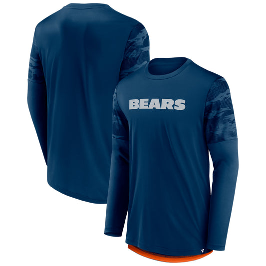 Men's Fanatics Navy/Orange Chicago Bears Square Off Long Sleeve T-Shirt