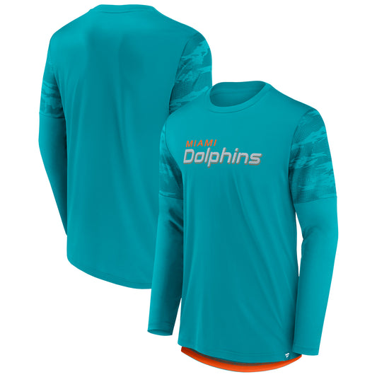 Men's Fanatics Aqua/Orange Miami Dolphins Square Off Long Sleeve T-Shirt