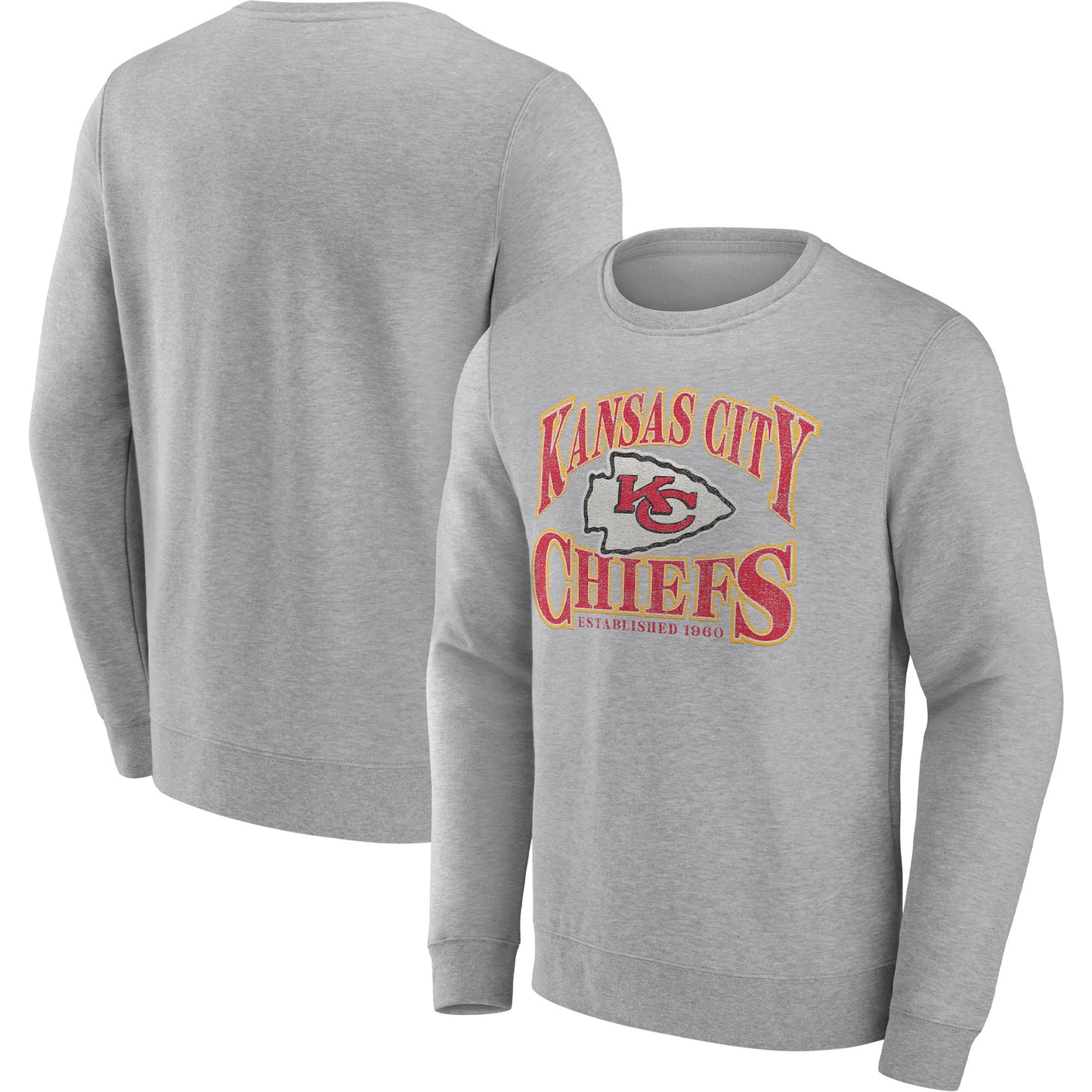 Men's Fanatics Heathered Charcoal Kansas City Chiefs Playability Pullover Sweatshirt