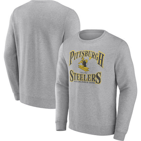 Men's Fanatics Heather Gray Pittsburgh Steelers Playability Pullover Sweatshirt