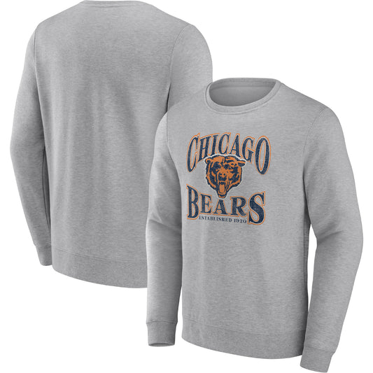 Men's Fanatics Heathered Charcoal Chicago Bears Playability Pullover Sweatshirt