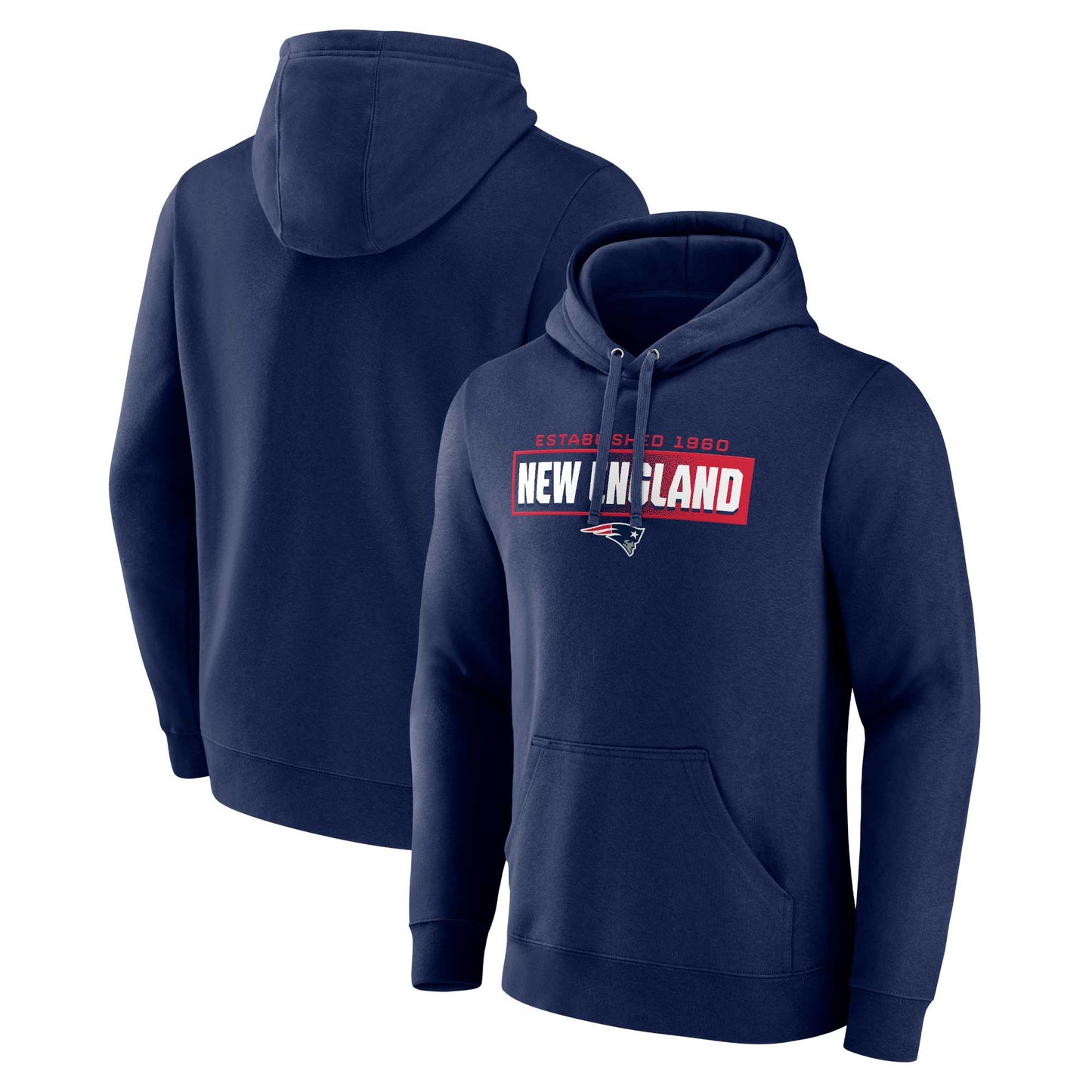 Men's Fanatics Navy New England Patriots Down The Field Pullover Hoodie