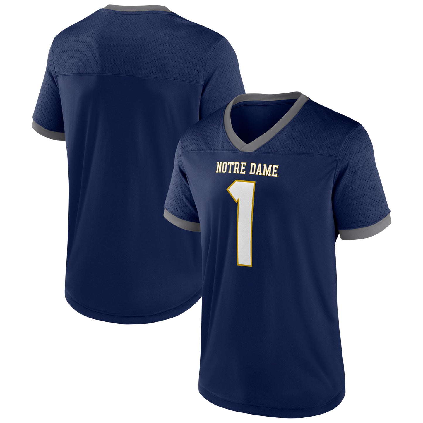 Men's #1 Navy Notre Dame Fighting Irish The Cut Football Jersey