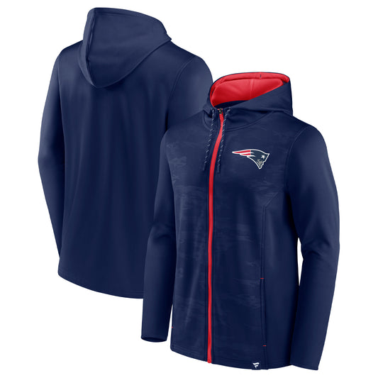 Men's Fanatics Navy/Red New England Patriots Ball Carrier Full-Zip Hoodie