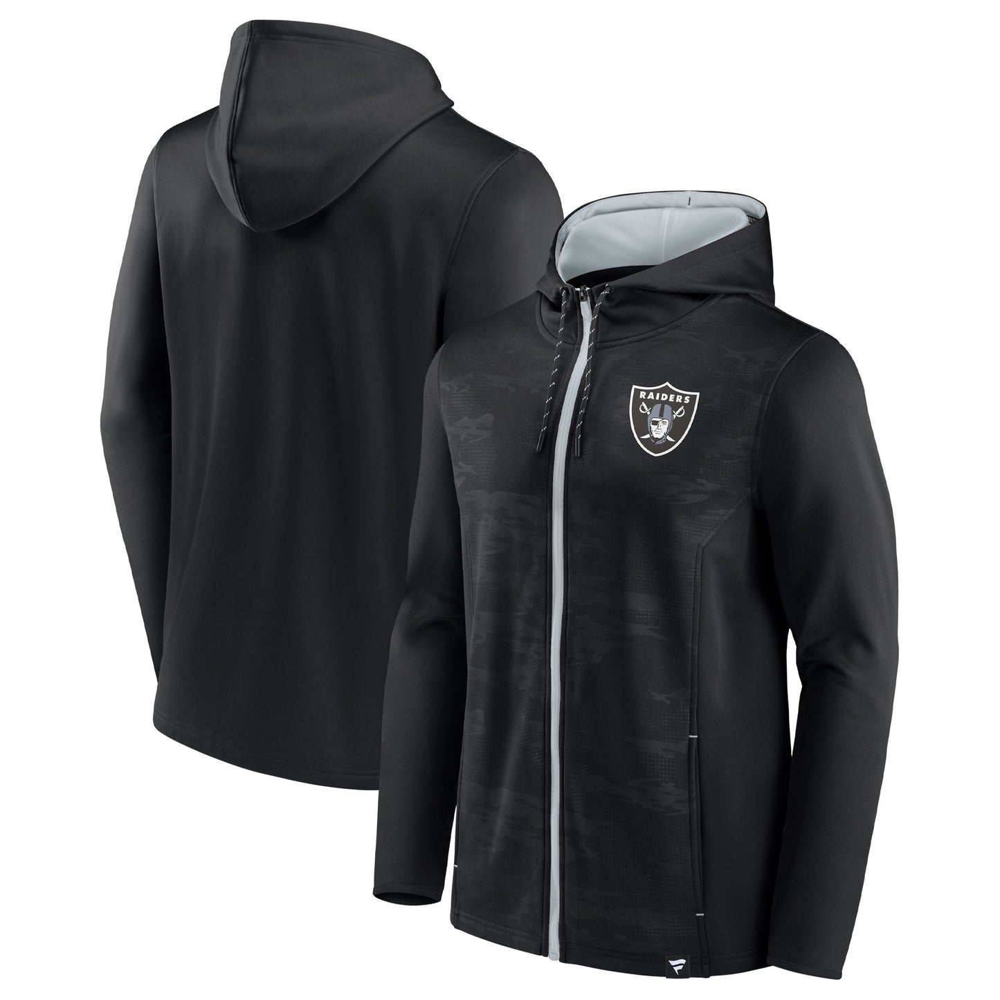 Men's Fanatics Black/Silver Las Vegas Raiders Ball Carrier Full-Zip Hoodie