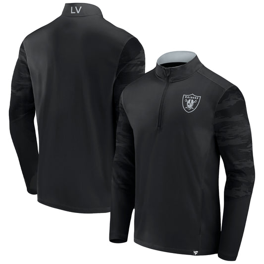 Men's Fanatics Las Vegas Raiders Blackout Ringer Lightweight Quarter-Zip Jacket