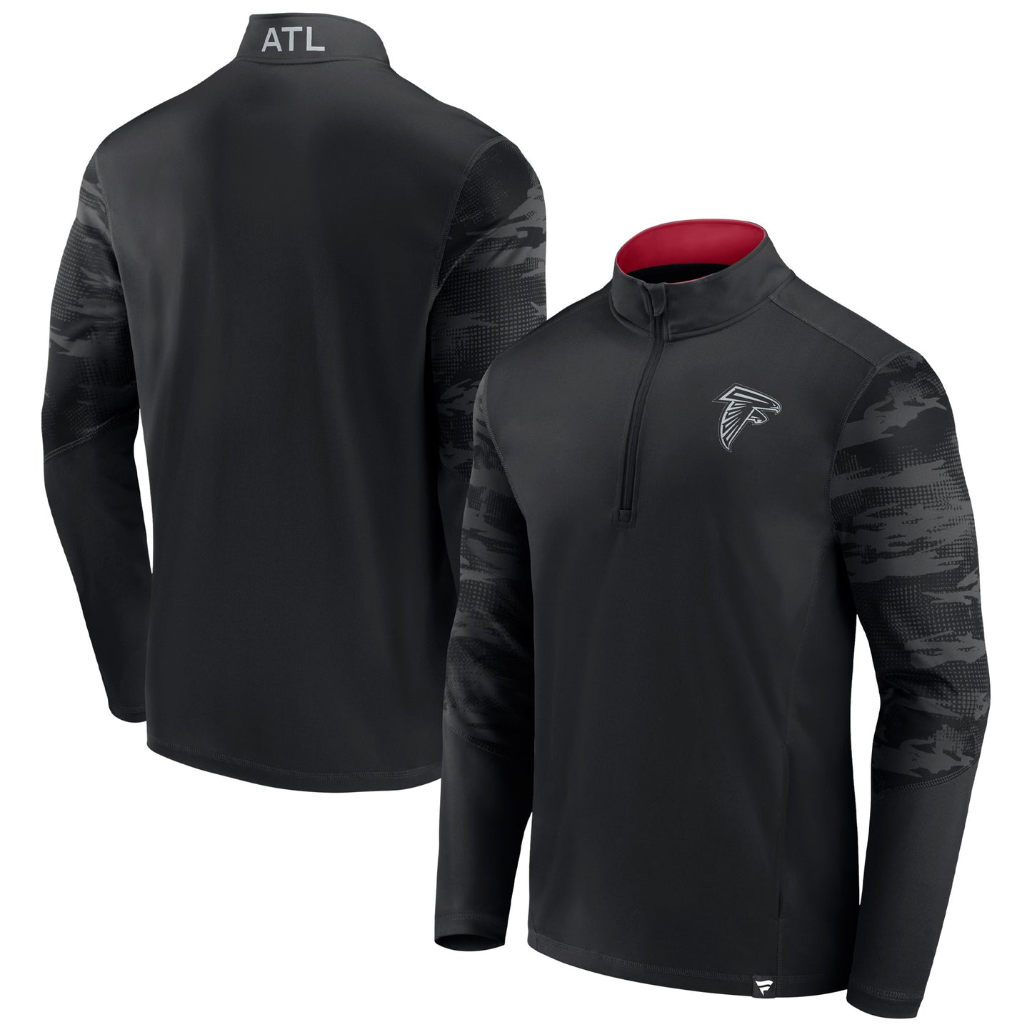 Men's Fanatics Black Atlanta Falcons Ringer Quarter-Zip Jacket