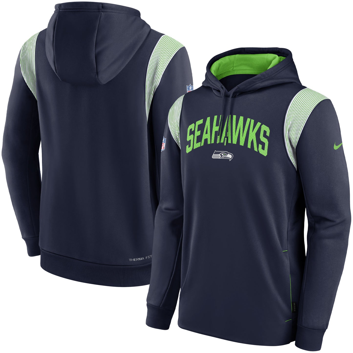 Men's Nike College Navy Seattle Seahawks Sideline Athletic Stack Performance Pullover Hoodie