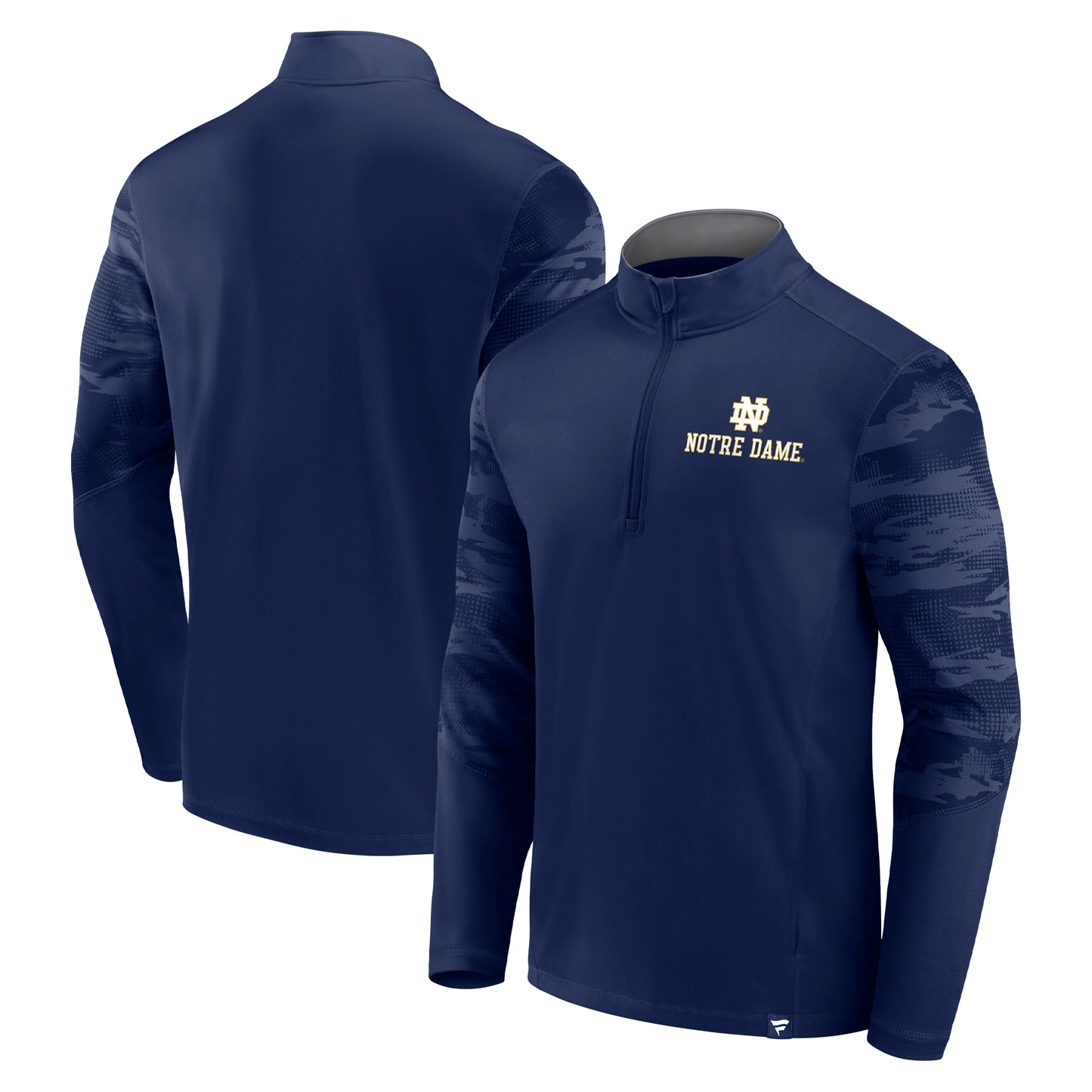 Men's Fanatics Navy Notre Dame Fighting Irish Ringer Quarter-Zip Top