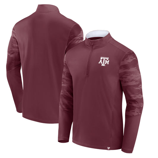 Men's Fanatics Maroon Texas A&M Aggies Ringer Quarter-Zip Top