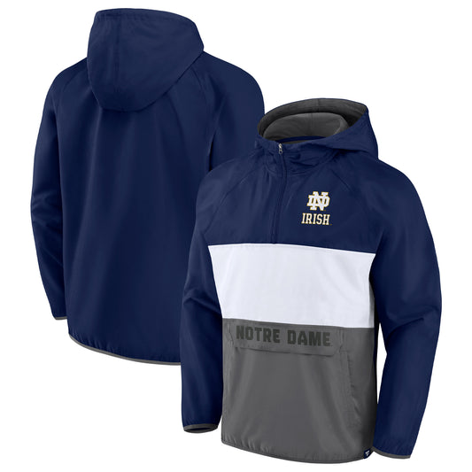 Men's Fanatics Navy Notre Dame Fighting Irish Victory On Raglan Quarter-Zip Hoodie