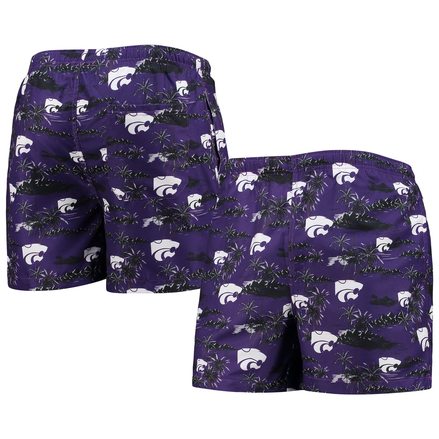 Men's FOCO Purple Kansas State Wildcats Island Palm Swim Trunks