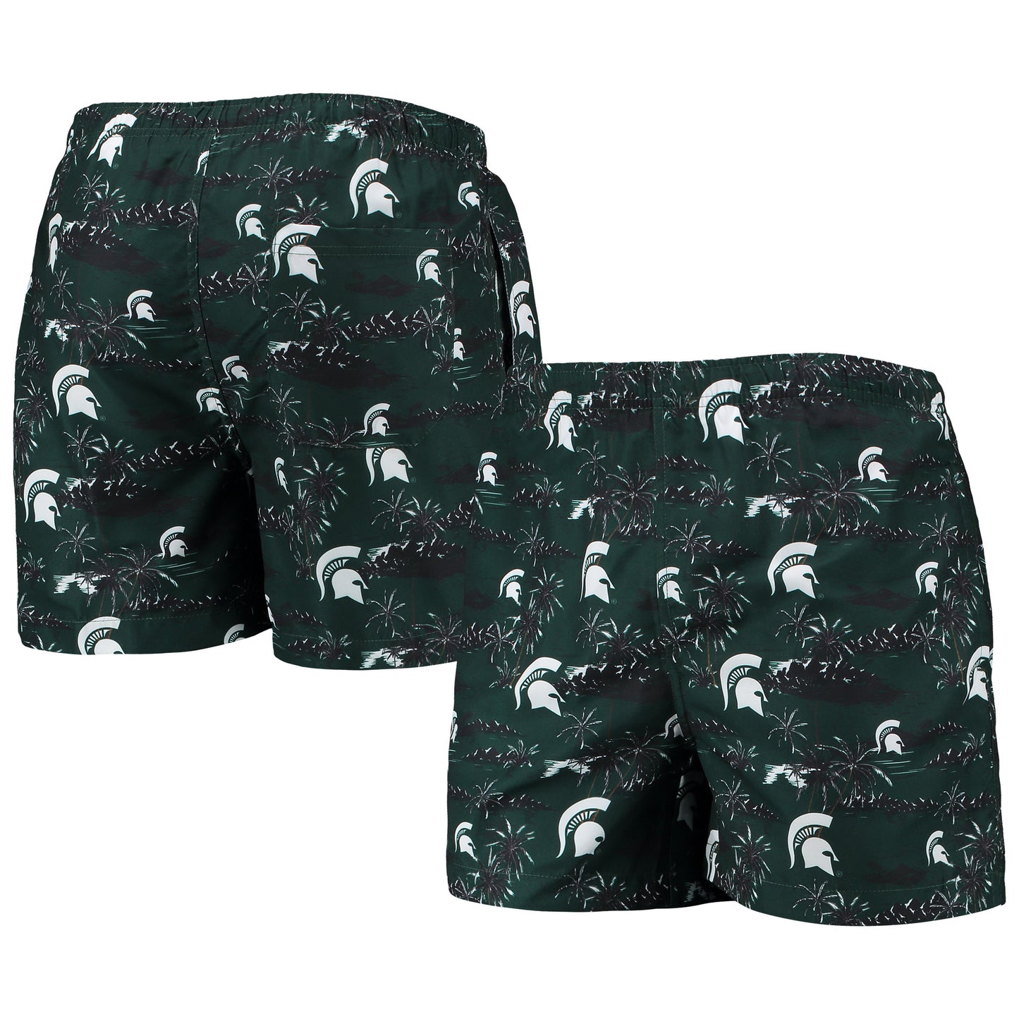 Men's FOCO Green Michigan State Spartans Island Palm Swim Trunks