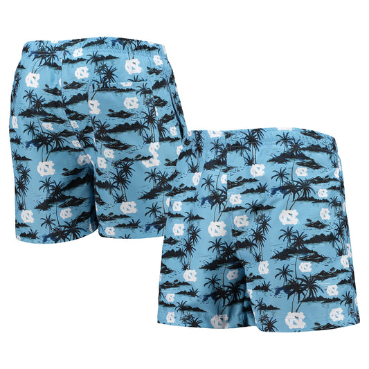 Men's FOCO Carolina Blue North Carolina Tar Heels Island Palm Swim Trunks