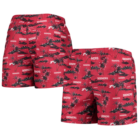 Men's FOCO Crimson Oklahoma Sooners Island Palm Swim Trunks