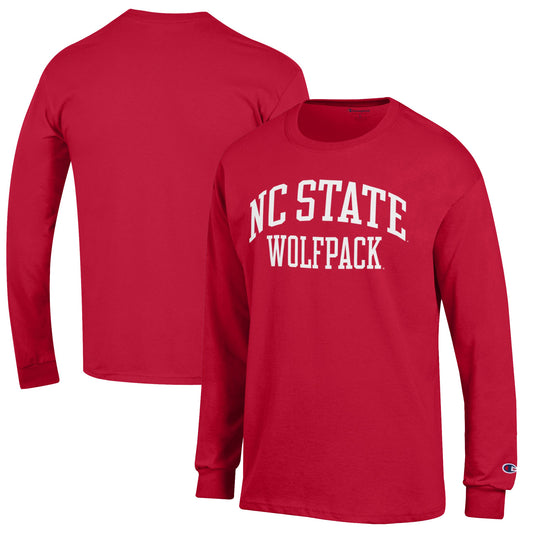 Men's Champion Red NC State Wolfpack Jersey Long Sleeve T-Shirt