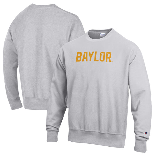 Men's Champion Heathered Gray Baylor Bears Reverse Weave Fleece Crewneck Sweatshirt