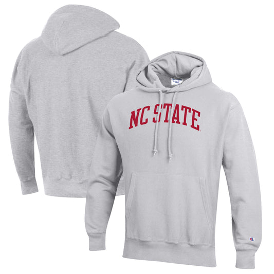 Men's Champion Heathered Gray NC State Wolfpack Reverse Weave Fleece Pullover Hoodie