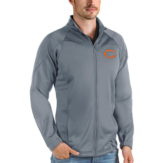 Men's Antigua Steel Chicago Bears Links Full-Zip Golf Jacket