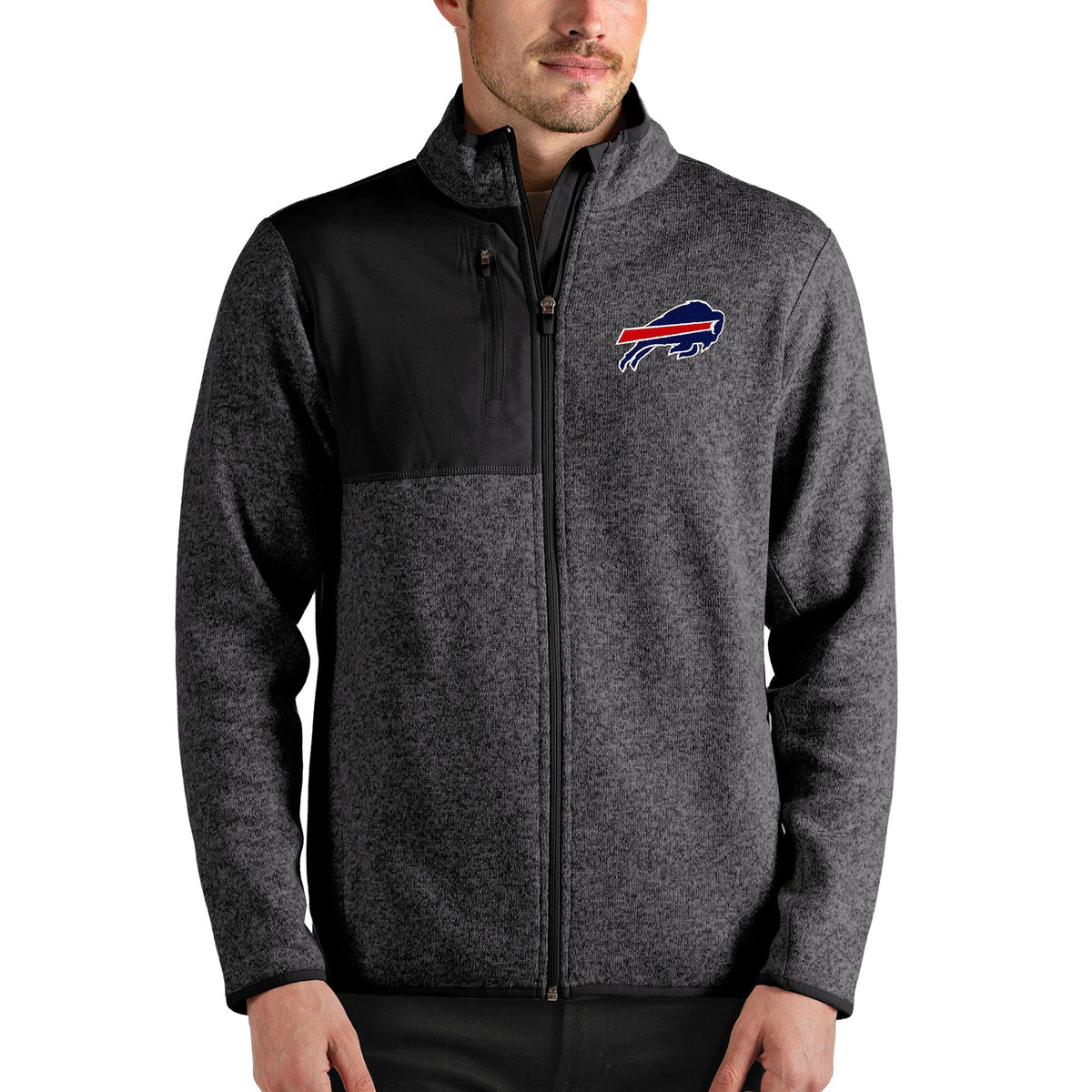 Men's Antigua Heathered Gray Buffalo Bills Fortune Full-Zip Jacket