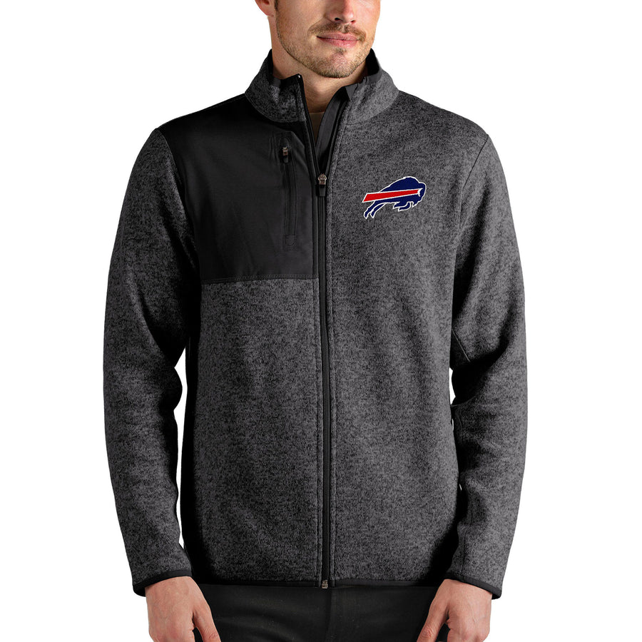 Men's Antigua Heathered Gray Buffalo Bills Fortune Full-Zip Jacket