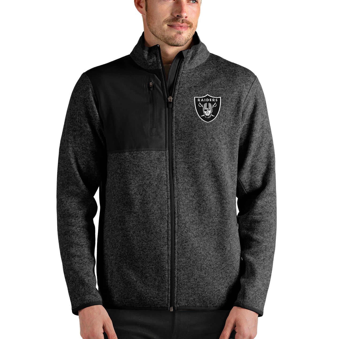 Men's Antigua Black Las Vegas Raiders Fortune Full-Zip Jacket