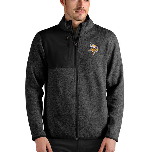 Men's Antigua Black Minnesota Vikings Fortune Full-Zip Jacket