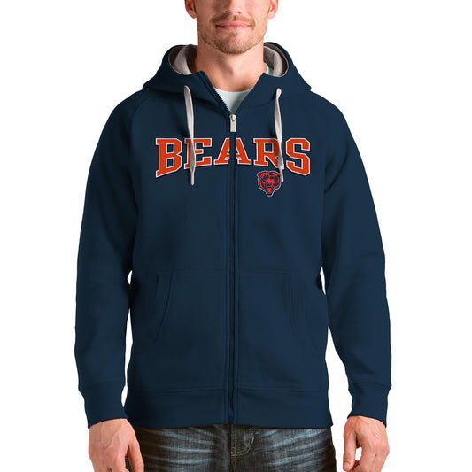 Men's Antigua Navy Chicago Bears Wordmark Victory Full-Zip Hoodie