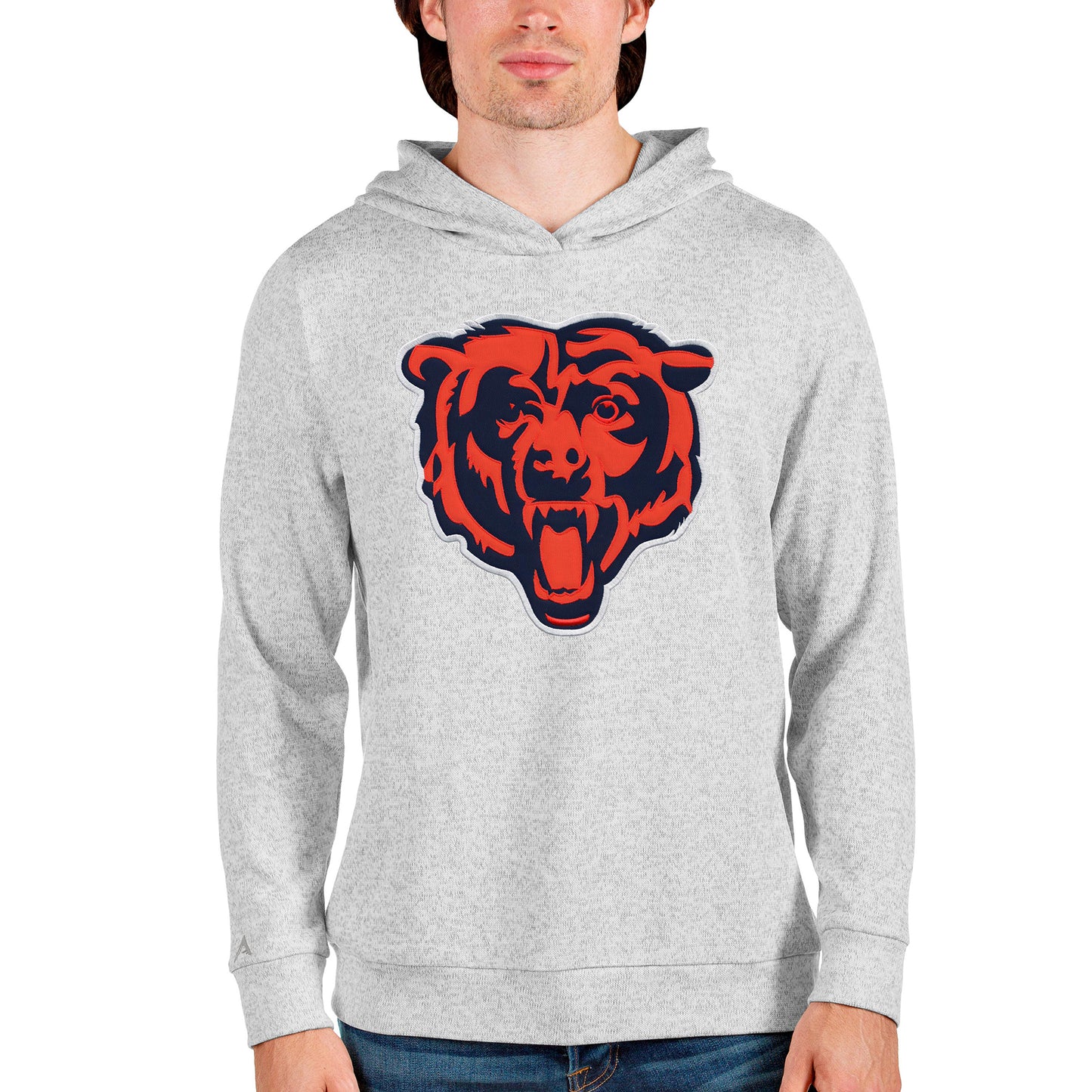 Men's Antigua Heathered Gray Chicago Bears Team Absolute Pullover Hoodie