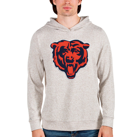 Men's Antigua Oatmeal Chicago Bears Team Absolute Pullover Hoodie